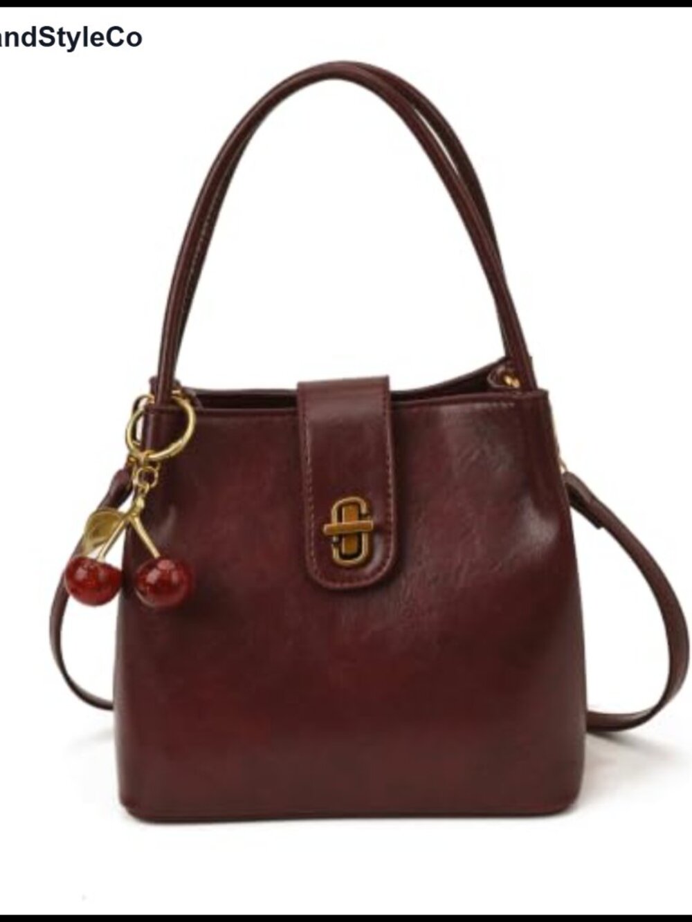 Vegan Leather Small Bucket Crossbody Purse Adjustable Strap Handbag